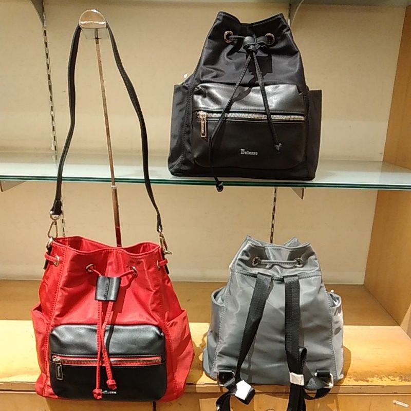 Bellezza Yz930217 Tas Wanita Ransel Backpack Shoulder Bag Parasut Nylon Produk Original Counter