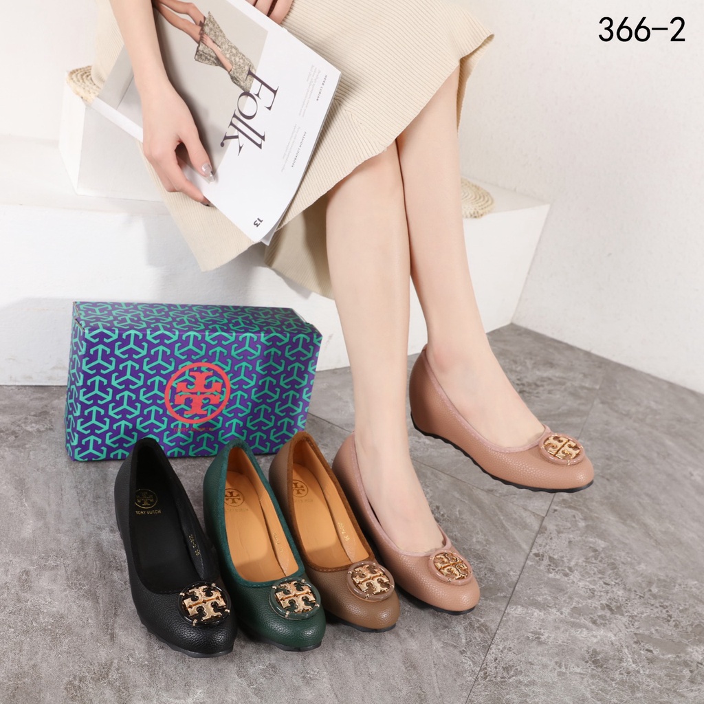 TB Wedges Shoes Togo Leather #366-2