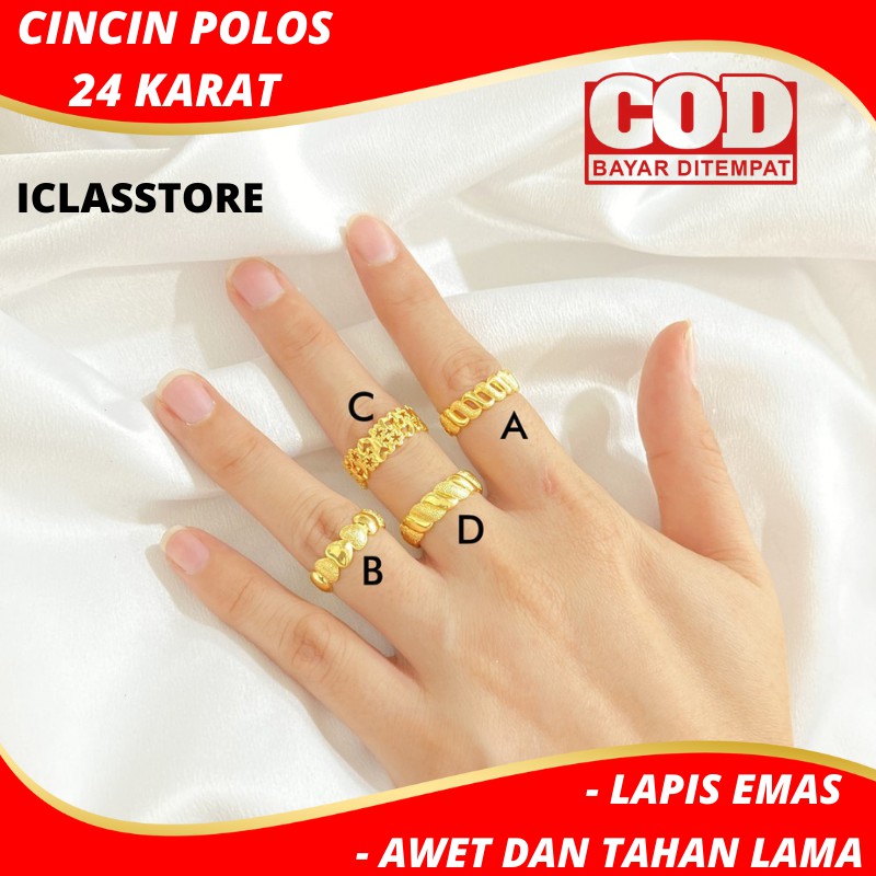Cincin Xuping Lapis Emas 24 Karat Aksesoris Perhiasan Imitasi Fashion Wanita Awet Dan Tahan Lama
