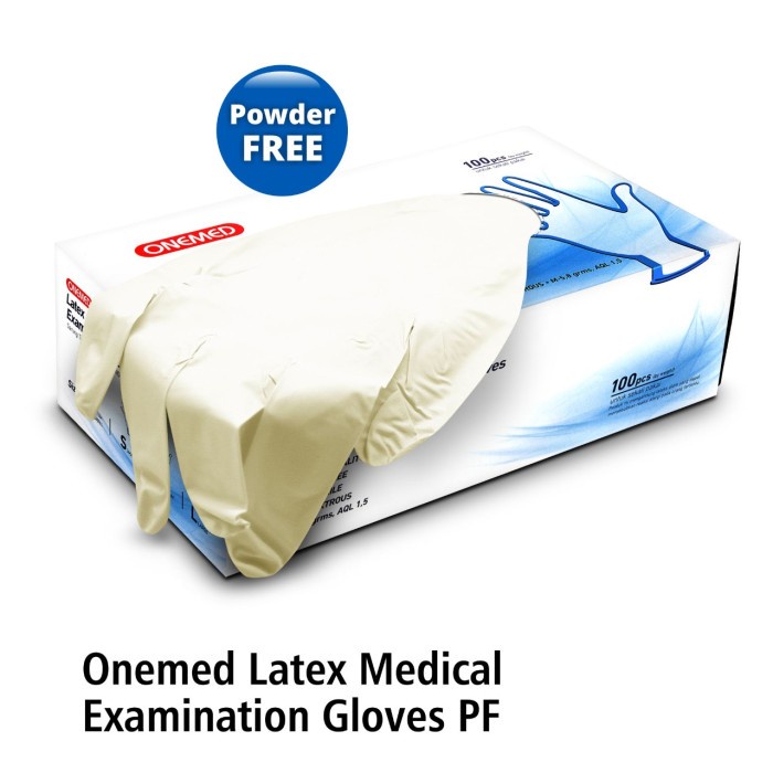 Sarung Tangan Latex Onemed Exam Glove Powder Free Putih Box isi 100 XS