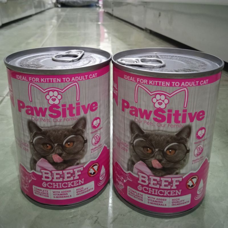 makanan kucing pawsitive wetfood cat kaleng beef &amp; chicken 380g