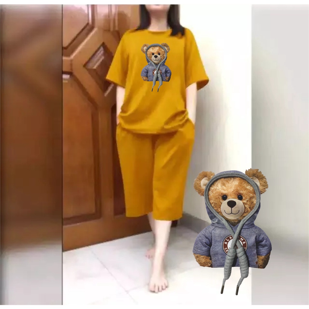 Setelan Wanita JUMBO + Celana Kulot 3/4 Big Size Fit XXL Teddy Hoodie