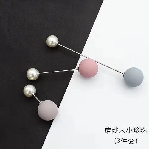 Grosir- F488 Pin Tusuk Mutiara Double Korea / Bros Pearl Pin Brooch / Peniti Jilbab Jarum Pentul