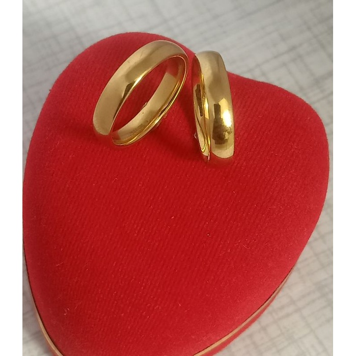 Cincin couple Titanium Polos Lapis Emas Plus Box