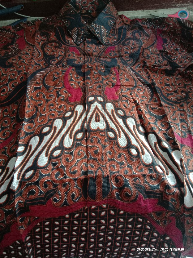 New Kemeja Batik Slimfit Lengan Panjang Exclusive Butik Motif Bata Silver