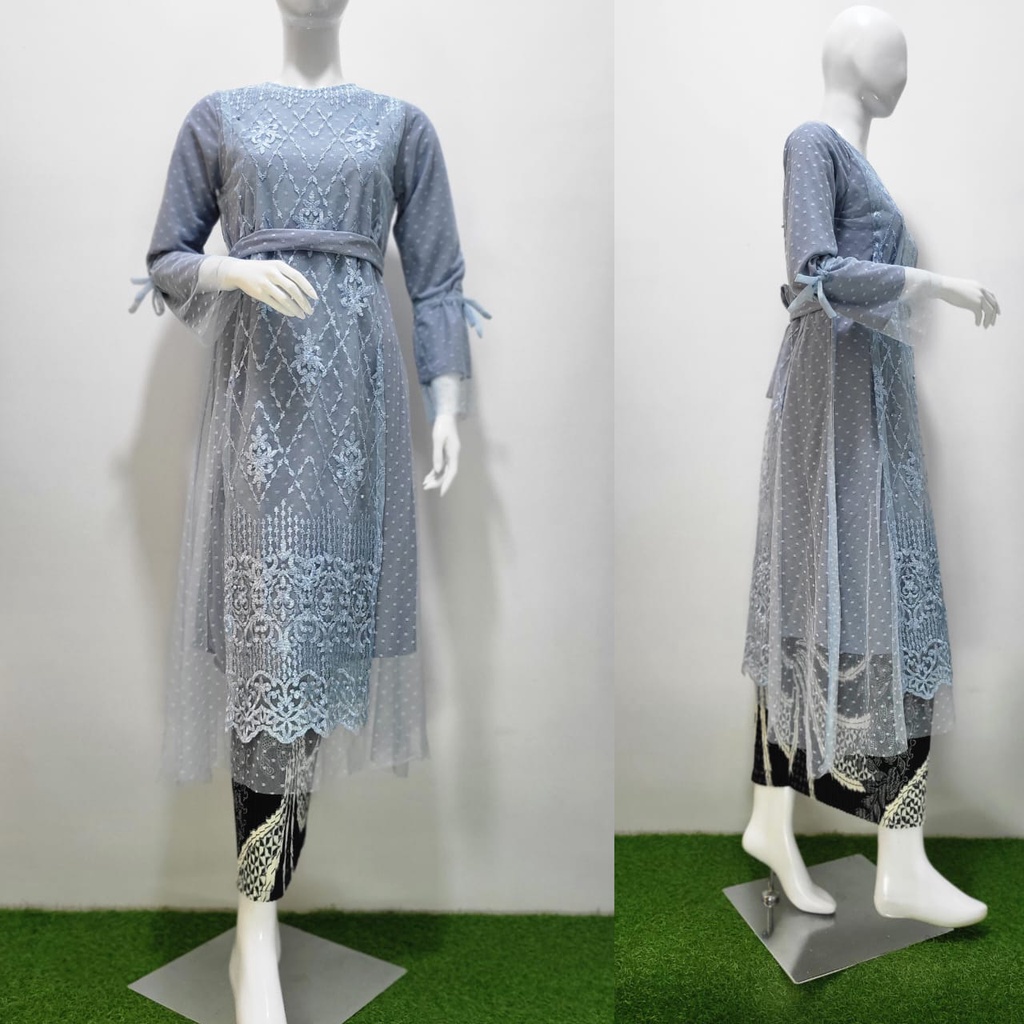 Dress kondangan desainn eropa//midi dress modern//dress tulle