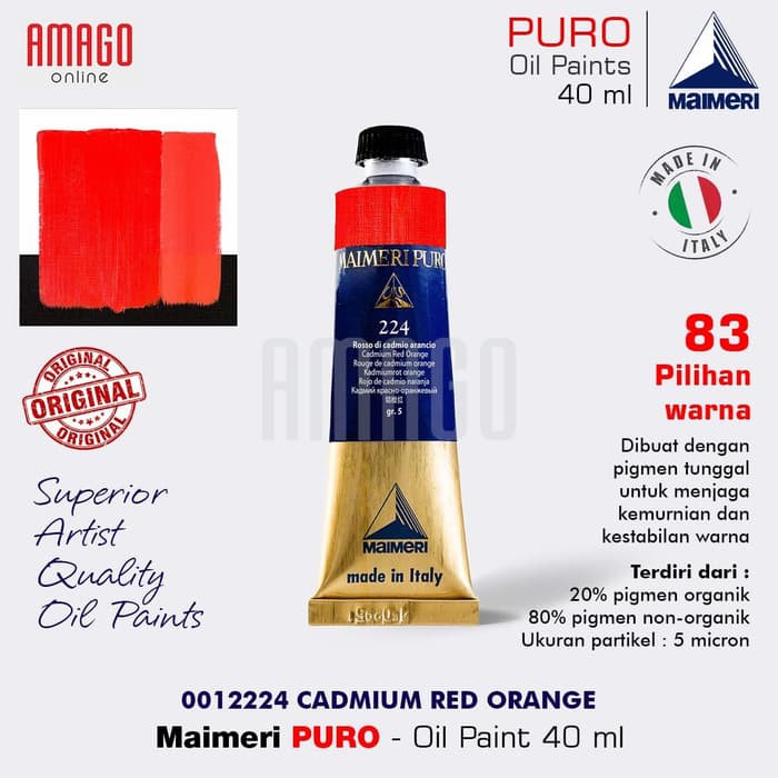 MAIMERI PURO - OIL PAINT - CADMIUM RED ORANGE - 40ML - M0012224