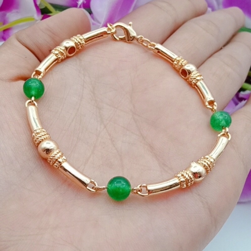 gelang wanita lapis emas permata giok terbaru star+