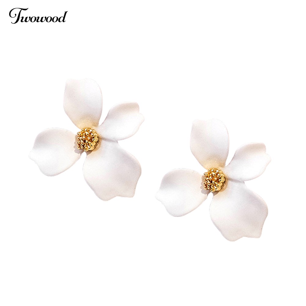 Twowood Fashion Girls Flower Ear Studs All-match Date Party Travel Earrings