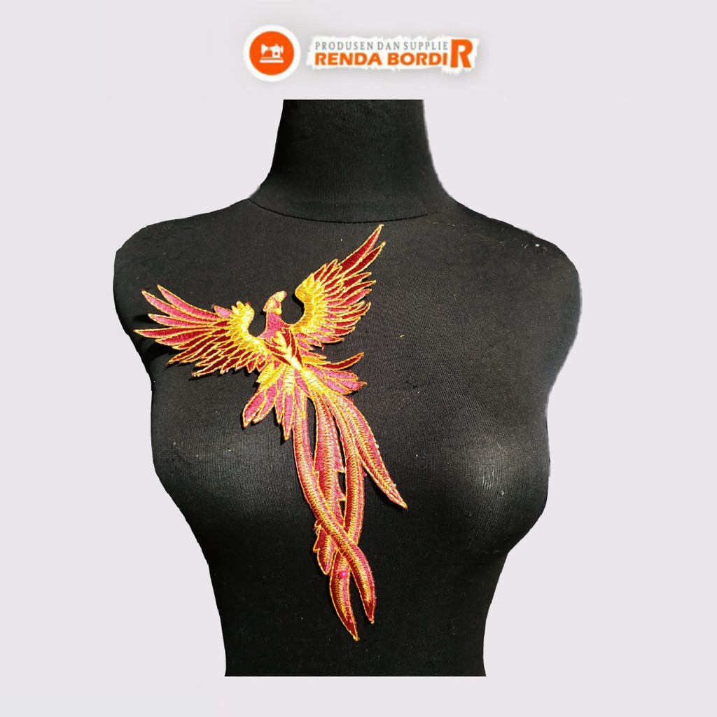 Renda Bordir Motif Burung Phoenix