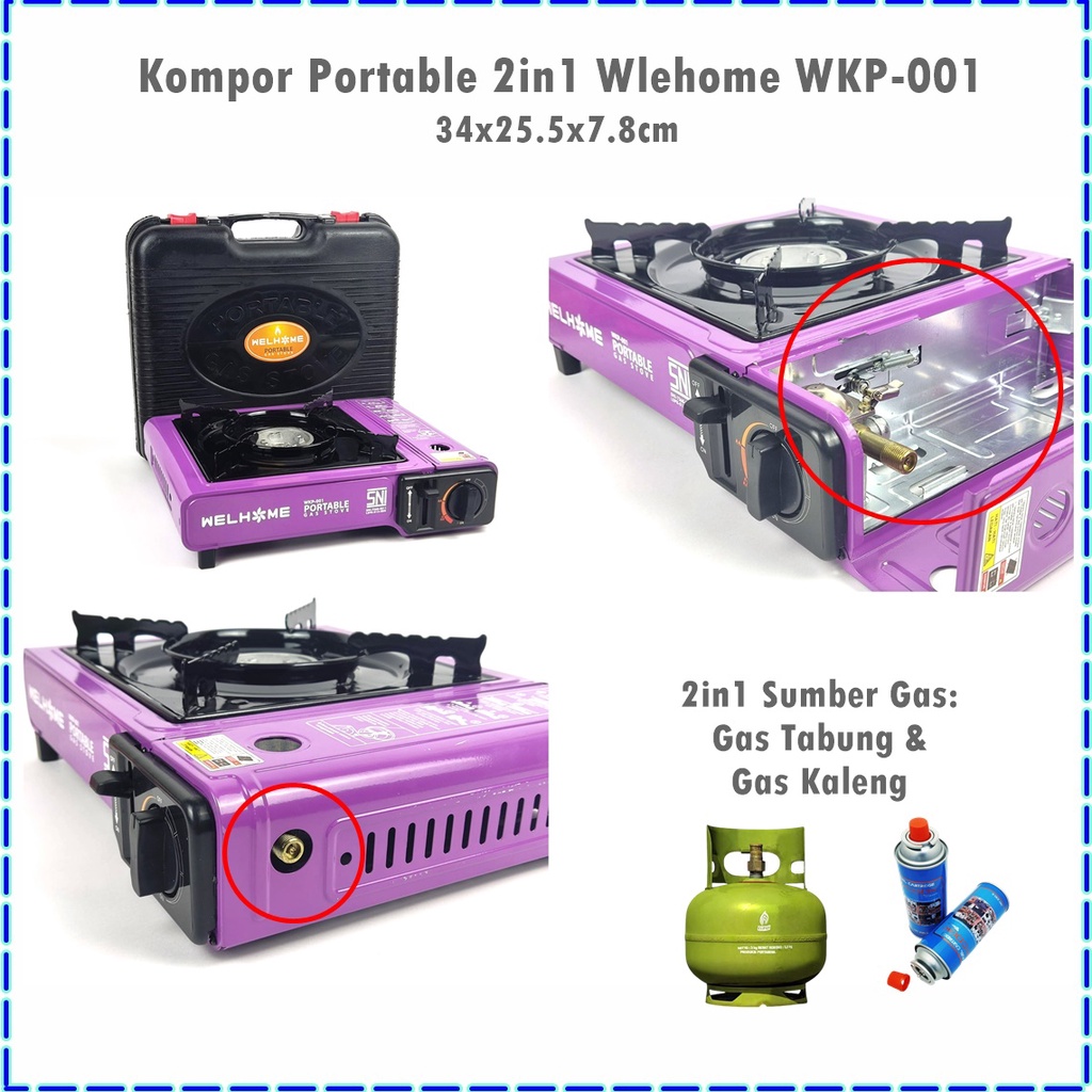 DPRL 031L Kompor Portable Welhome WKP-001 2in1 Sumber Gas