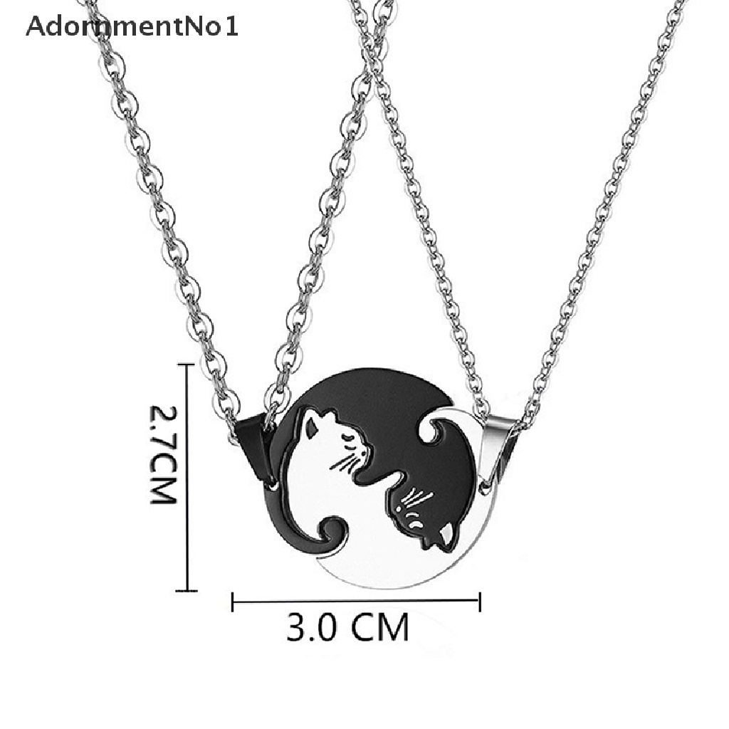 (AdornmentNo1) Kalung Rantai Dengan Liontin Kucing Bahan Stainless steel Untuk Pasangan / Pria / Wanita