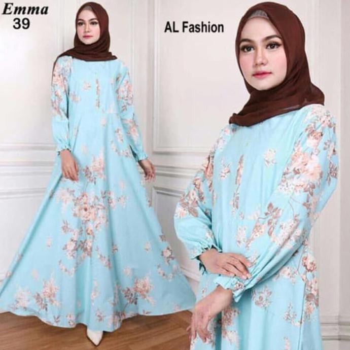 TUNIK CANTIK BUSANA GAMIS WANITA SYARI MAXI EMMA MOTIF BUNGA MUSLIM WANITA CV2