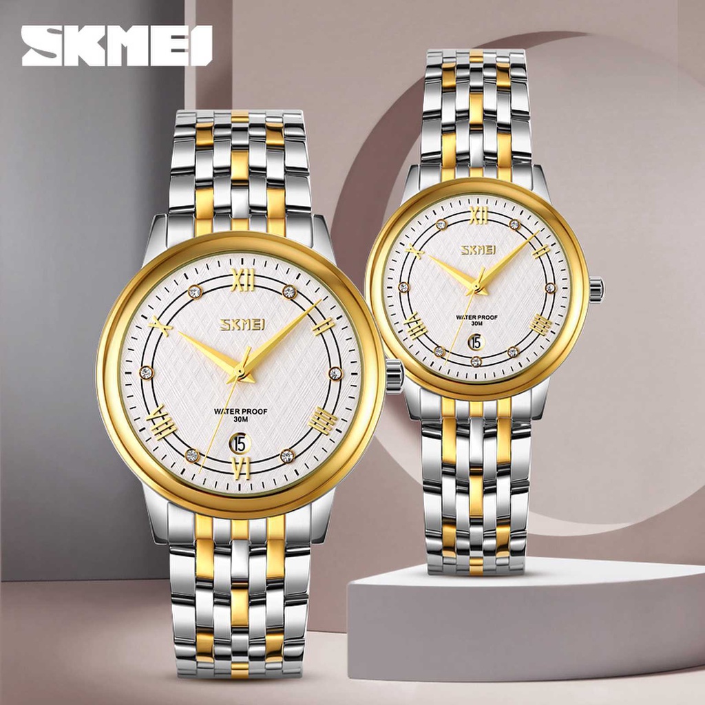 SKMEI 9272 Jam Tangan Pria Wanita Couple Analog Tali Stainless WATCHKITE WKOS