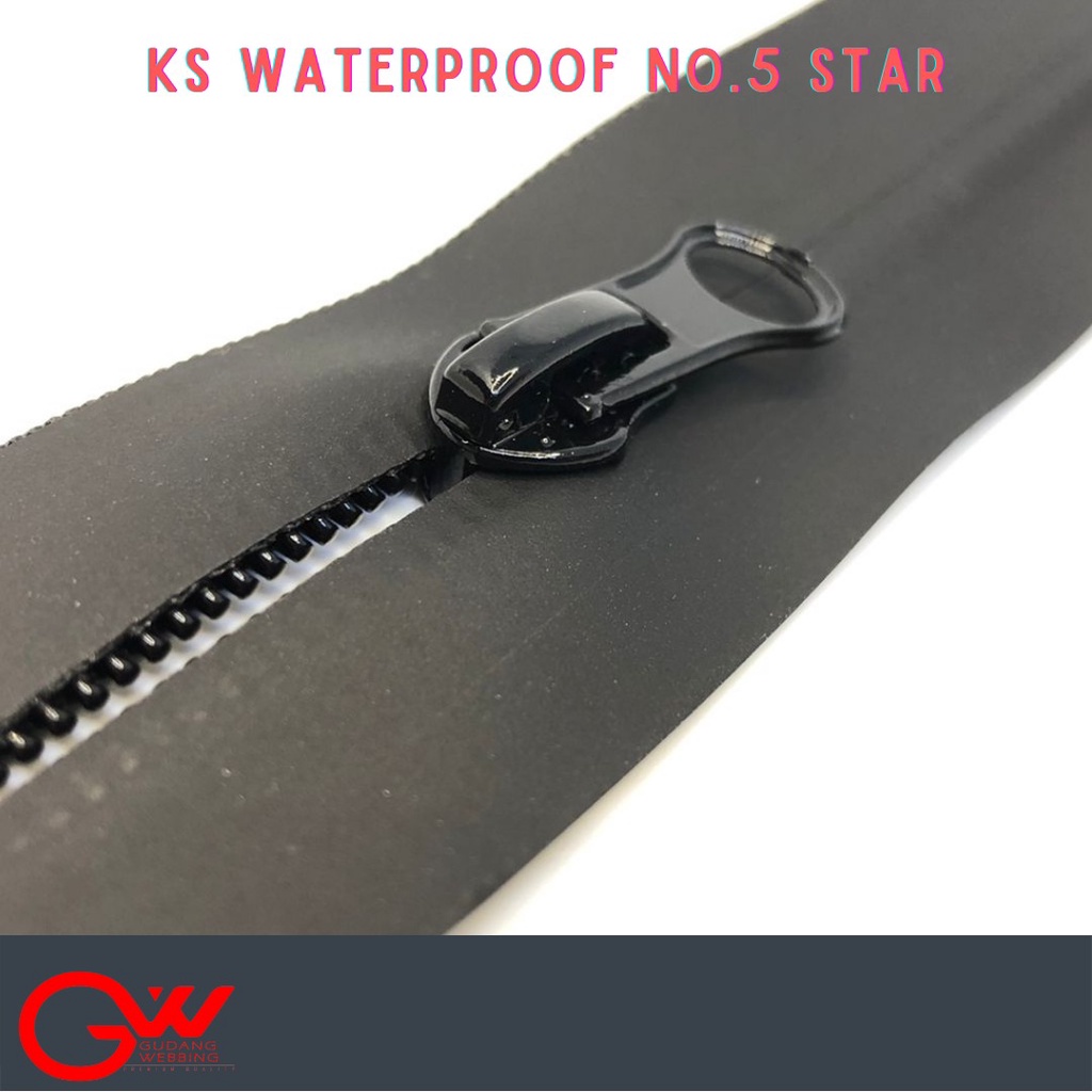 KEPALA SLETING WATERPROOF / HEAD ZIPPER WATERPROOF / WP STAR NO 5 HITAM