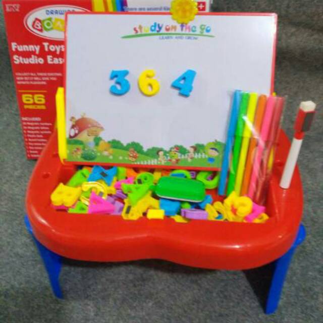 MEJA LIPAT BELAJAR ANAK FUNNY STUDIO EASEL 4IN1