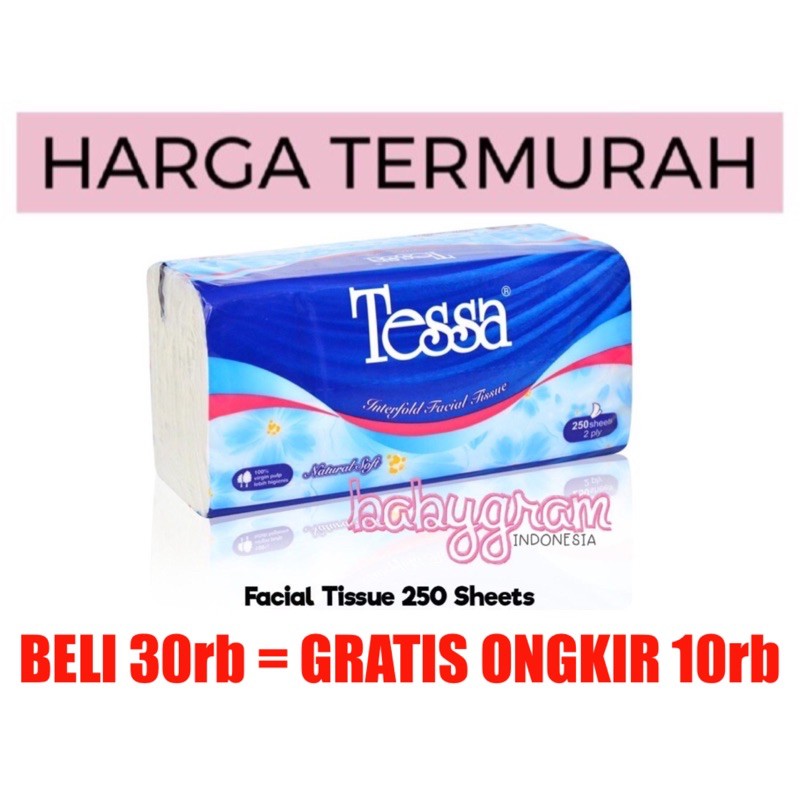 Tisu Wajah TESSA 250 lembar 2ply Natural Soft Tissue