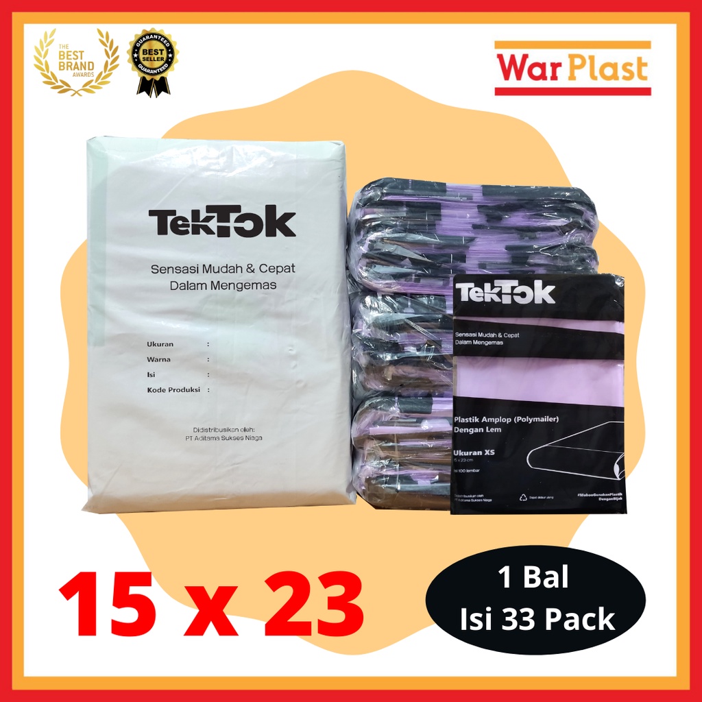 Plastik Polymailer Amplop Plastik Packing TekTok - Uk XS 15x23 - Ungu