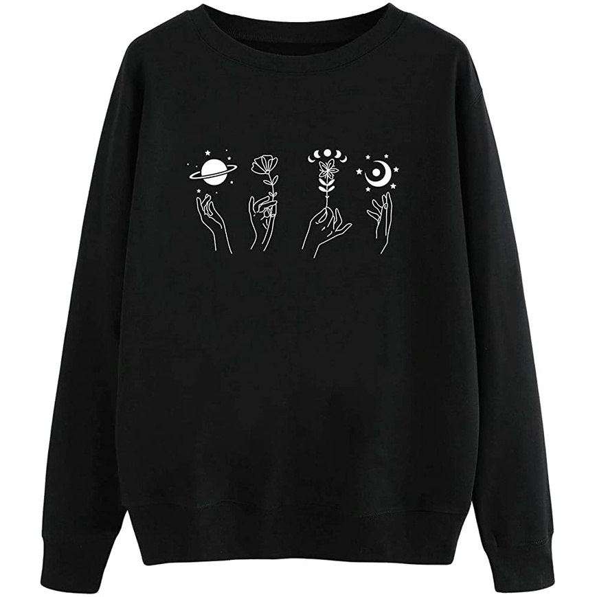 SWEATER WANITA POWER OF YOUR HAND /// CREWNECK CASUAL FLEECE TEBAL HALUS KEKINIAN TERBARU''