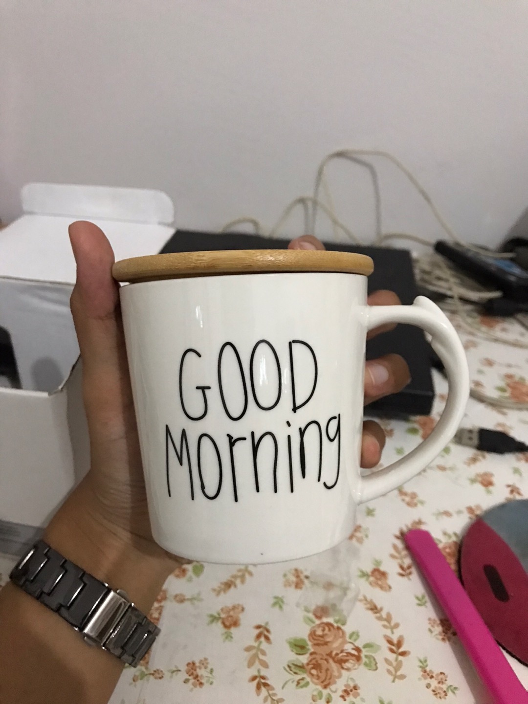 Mug Keramik Good Morning | Coffee Quotes Mug | Gelas Kopi Tumblr
