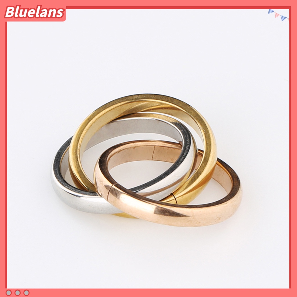 Cincin 3 Lapis Bahan Stainless Steel Model Slim Untuk Wanita