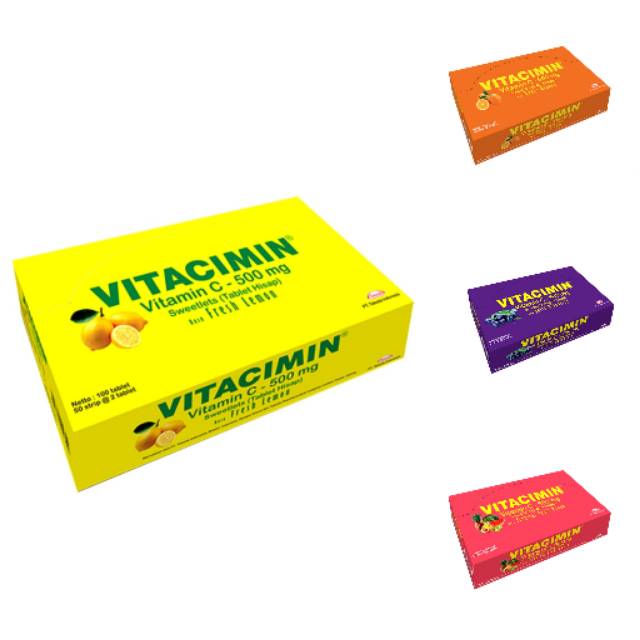 Vitacimin 1 Box (50 strip) 100 Tablet Hisap Kunyah Vitamin C 500mg