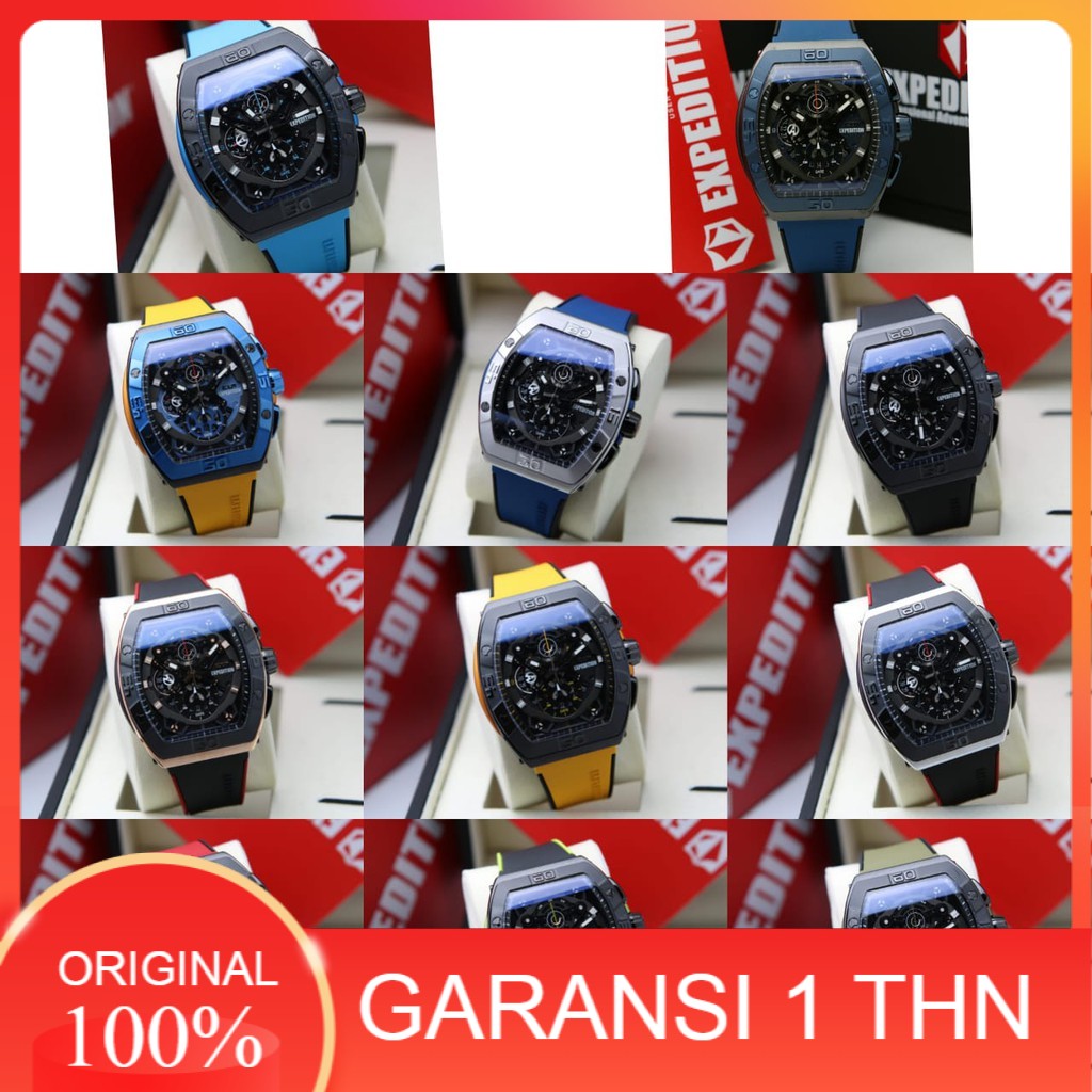 JAM TANGAN PRIA EXPEDITION E 6800 E6800 EXP6800 BLACK RUBBER ORIGINAL