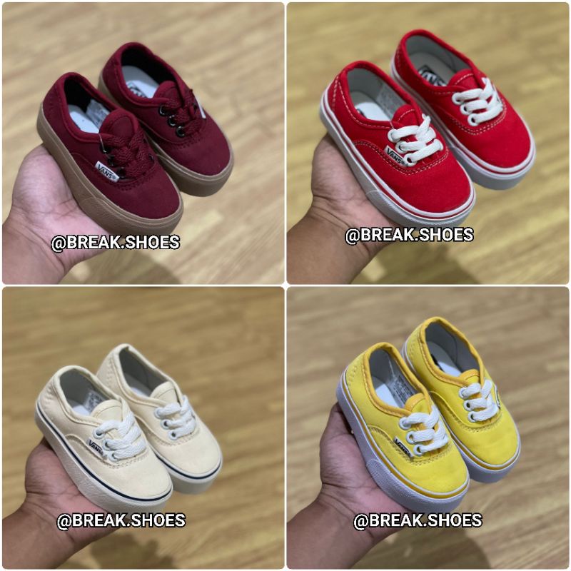 Sepatu anak autentik model tali maroon/kuning/krem/merah laki dan perempuan