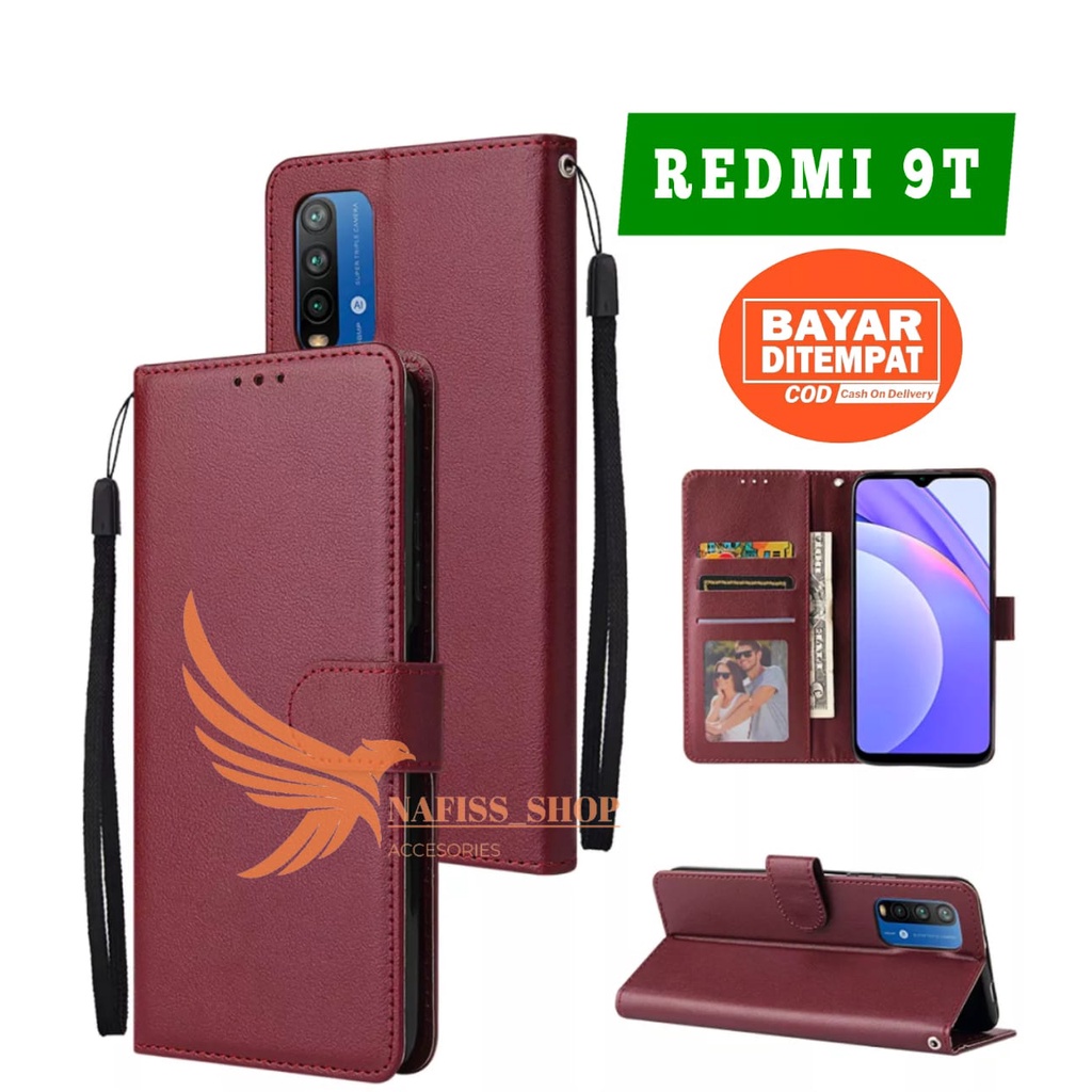 Case Flip Xiaomi Redmi 9T flip wallet case standing flip Leather cover Handphone