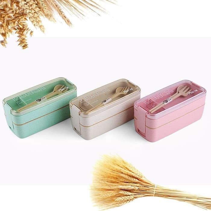 LUNCHBOX SEKAT 2 / 3 WHEAT STRAW / KOTAK BEKAL MAKAN LUNCH BOX BAHAN SERAT GANDUM 218 1227 227