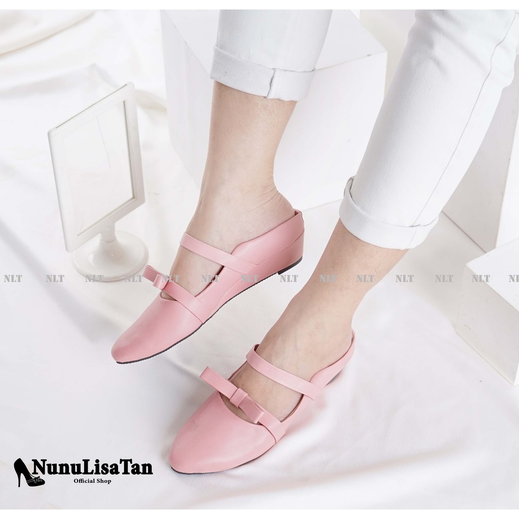 NunuLisaTan ADELIA - Terbaru High Heels 3cm Wanita Korea Hitam pink mocca