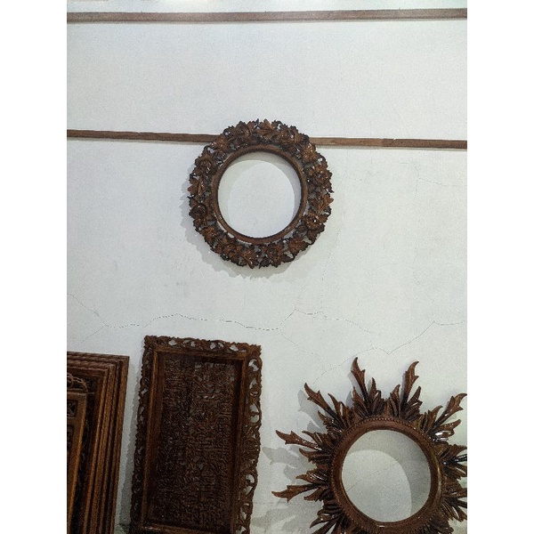 bingkai kaca ukiran Kayu jati minimalis Premium