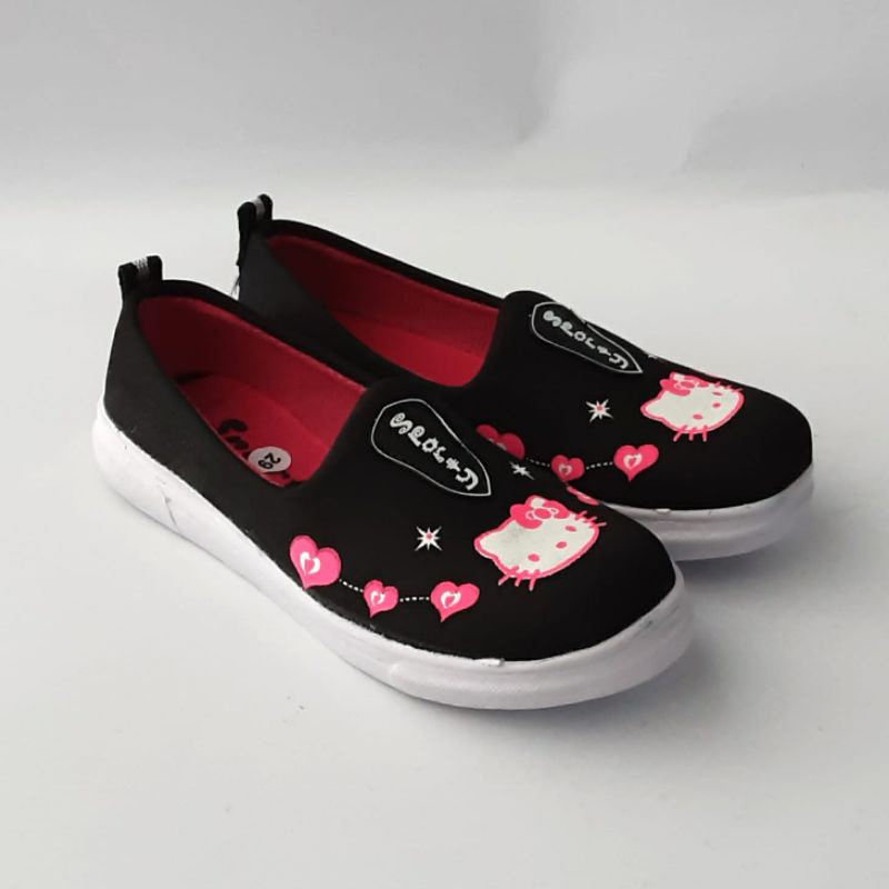 sepatu slop sekolah anak perempuan TK SD | sepatu sekolah hitam helokity
