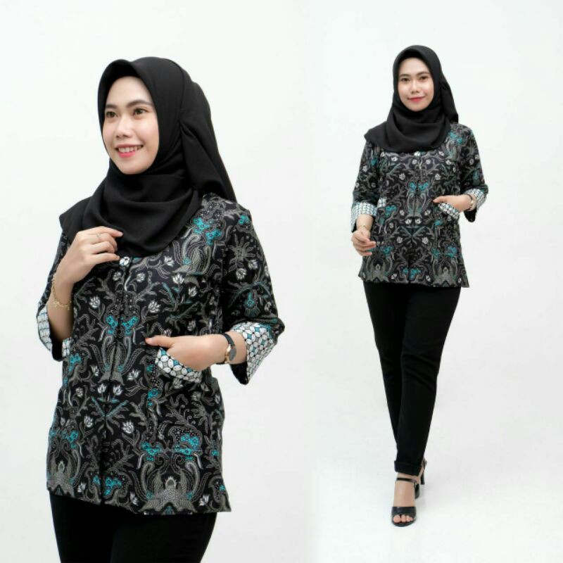 tey-17 Batik wanita ASJ SA HRB026 Kenongo Kemeja Tosca Pendek-10