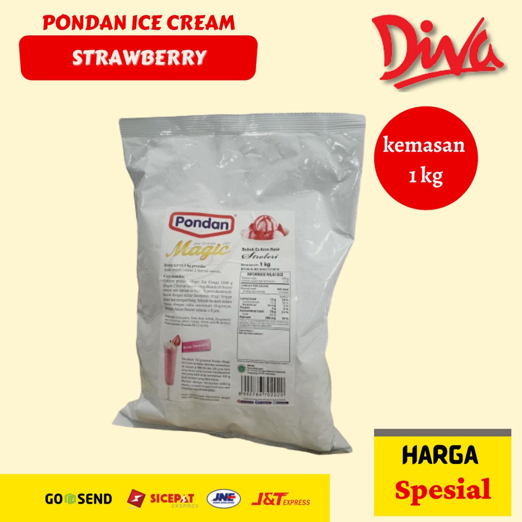 

[1 kg] Pondan Ice Cream Strawberry / Ice Cream Premix Stroberi