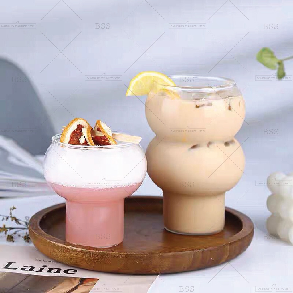 Gelas Kristal Lucu Dessert Kopi Susu Bulat Glass Yo-Reum Aesthetic Korean Cafe Crystall Drinking Elegan Cantik