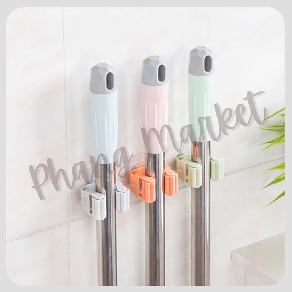 Magic Hook Gantungan Sapu Centong Alat Dapur Tempel Dinding Keramik Kaca Mebel Serbaguna
