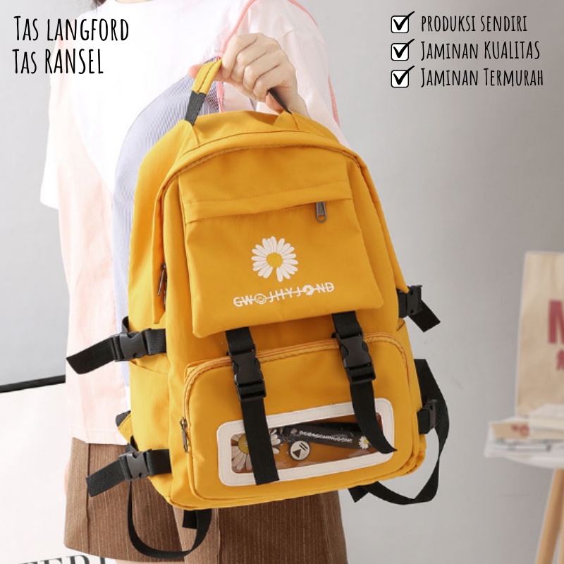 Tas Ransel Sekolah Kuliah Kerja Traveling Kekinian Terbaru Murah Bagus Remaja Dewasa Multifungsi Stylish Backpack Model Fashion Korea Favorit Import Lokal Original Perempuan Wanita Cewek