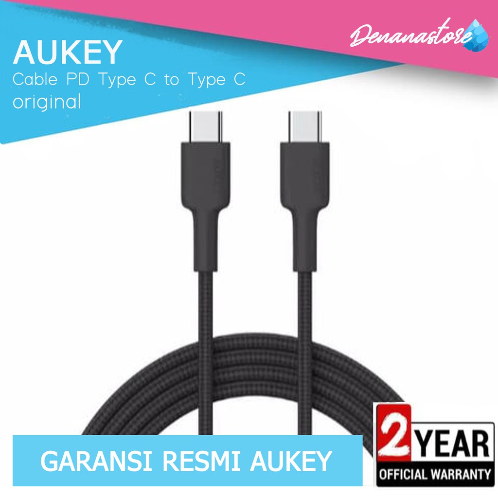 Aukey Cable Charger Handphone HP smartphone Fast Charging Kabel PD Braided Type C to Type C Original