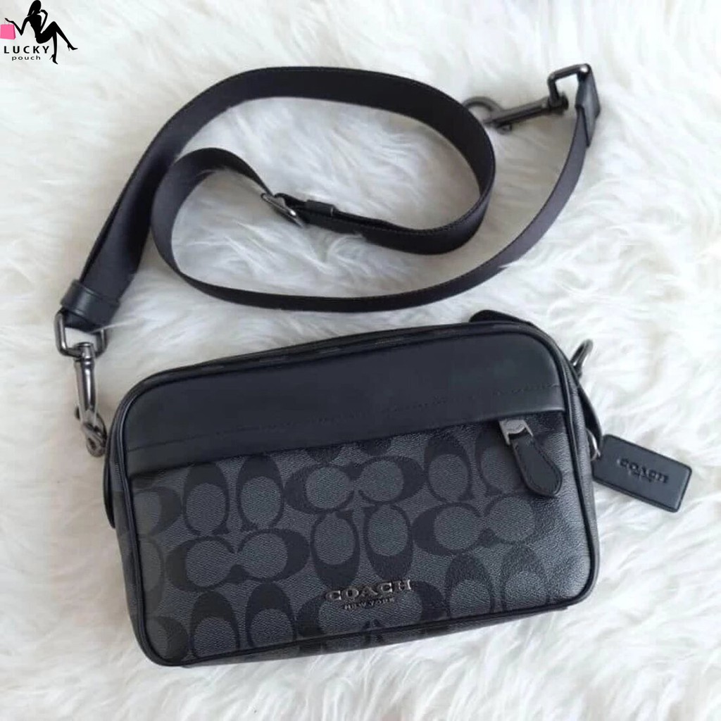Coach Signature Graham Crossbody Charcoal Black