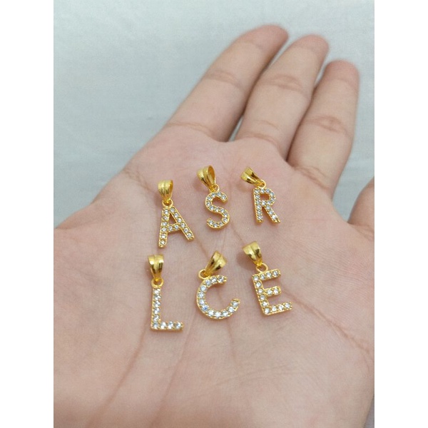 LIONTIN HURUF PERAK 925 LAPIS MAS ASLI