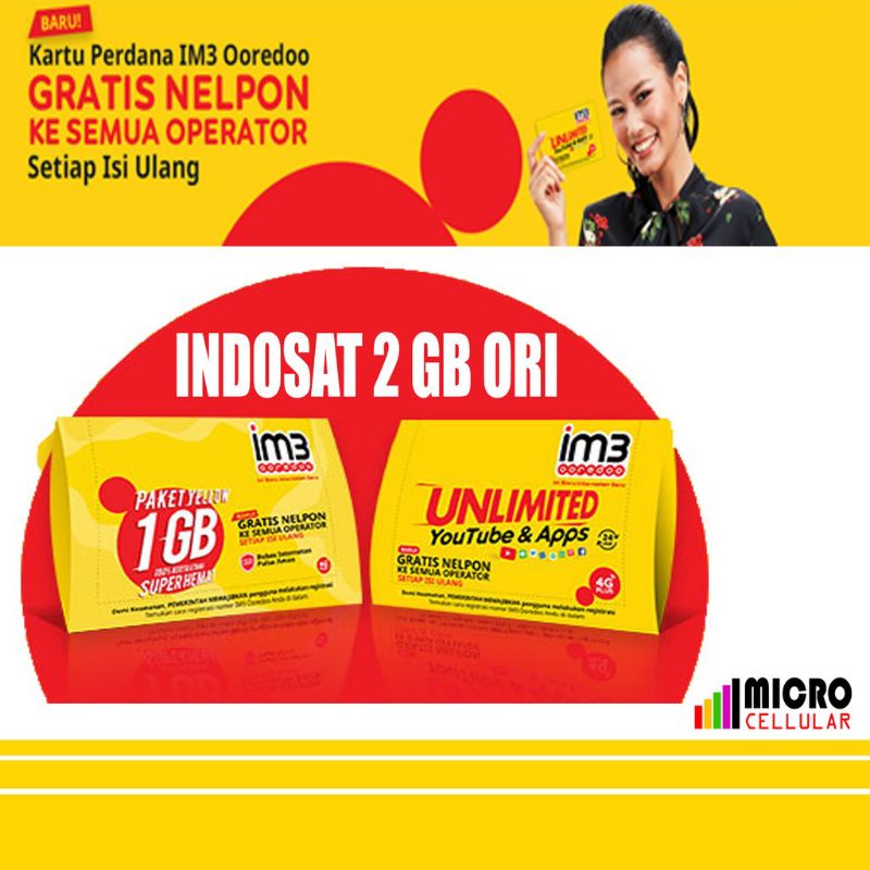 KARTU PERDANA INDOSAT 2GB ORIGINAL (MASA AKTIF 30 HARI)