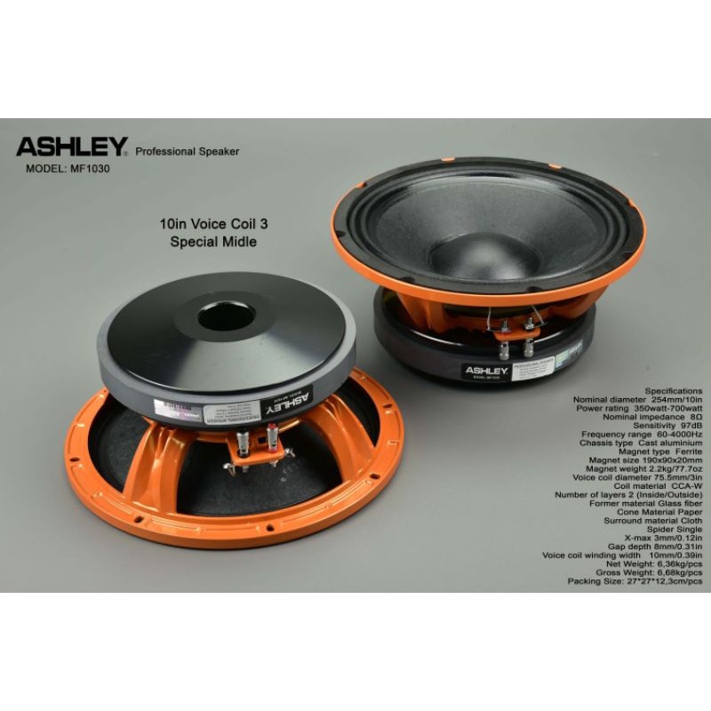 Speaker Component Ashley 10 Inch MF1030 Special Mid