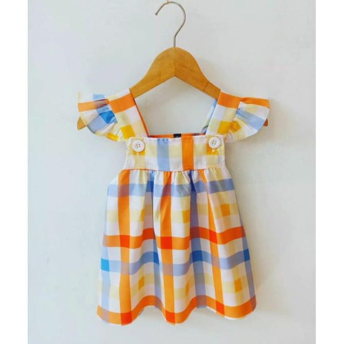 Dress Bayi Perempuan 0 6 12 18 Bulan Dress Overall Anak Bayi Murah-Cross Orange