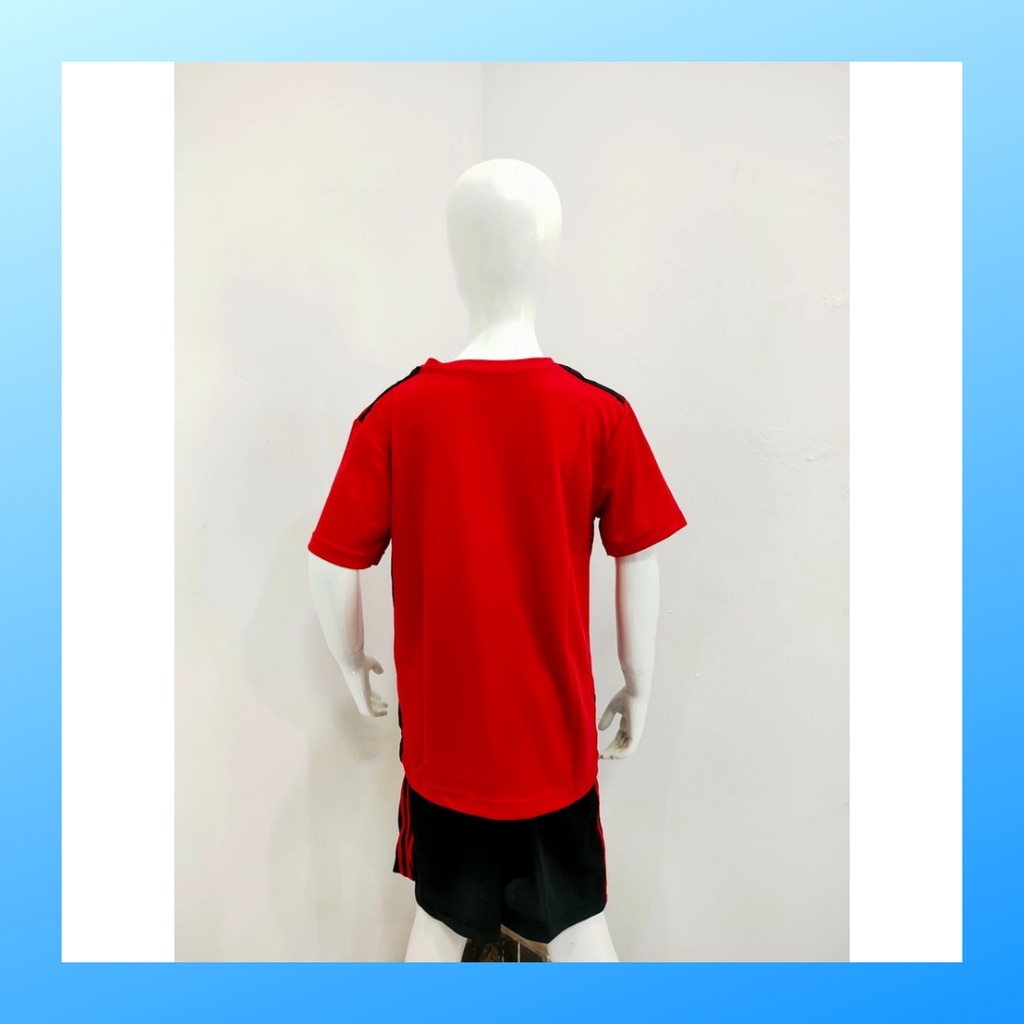 Kaos futsal anak laki-laki jersey sepak bola baju celana setelan jersy perempuan stelan t-shirt outfit seragam kostum olahraga casual suit pakaian jarsey oblong apparel sports jersi soccer ST.AD162 merah