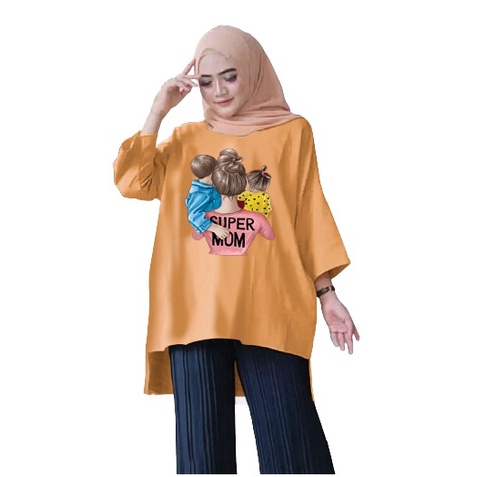 Tunik Jumbo SUPER MOM / Atasan Wanita Lingkar dada 130cm/XL,XXL