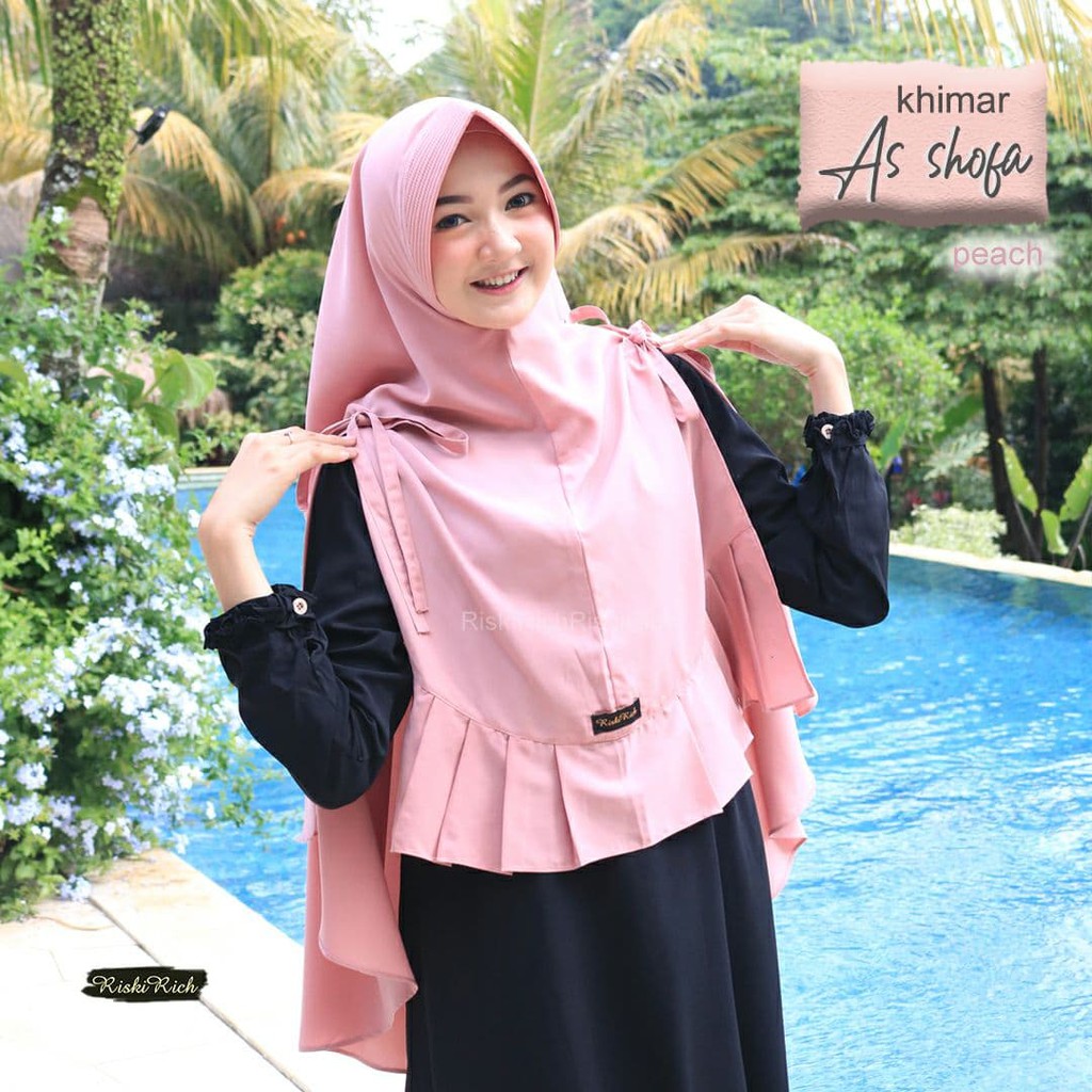 Riskirich Asshofa Vol 2.0 Khimar Instan Syari Pet Antem Jilbab Cantik Kekinian