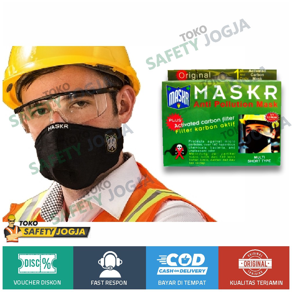 Masker Motor / Masker Mulut Anti Debu Hitam Karbon Aktif Pendek