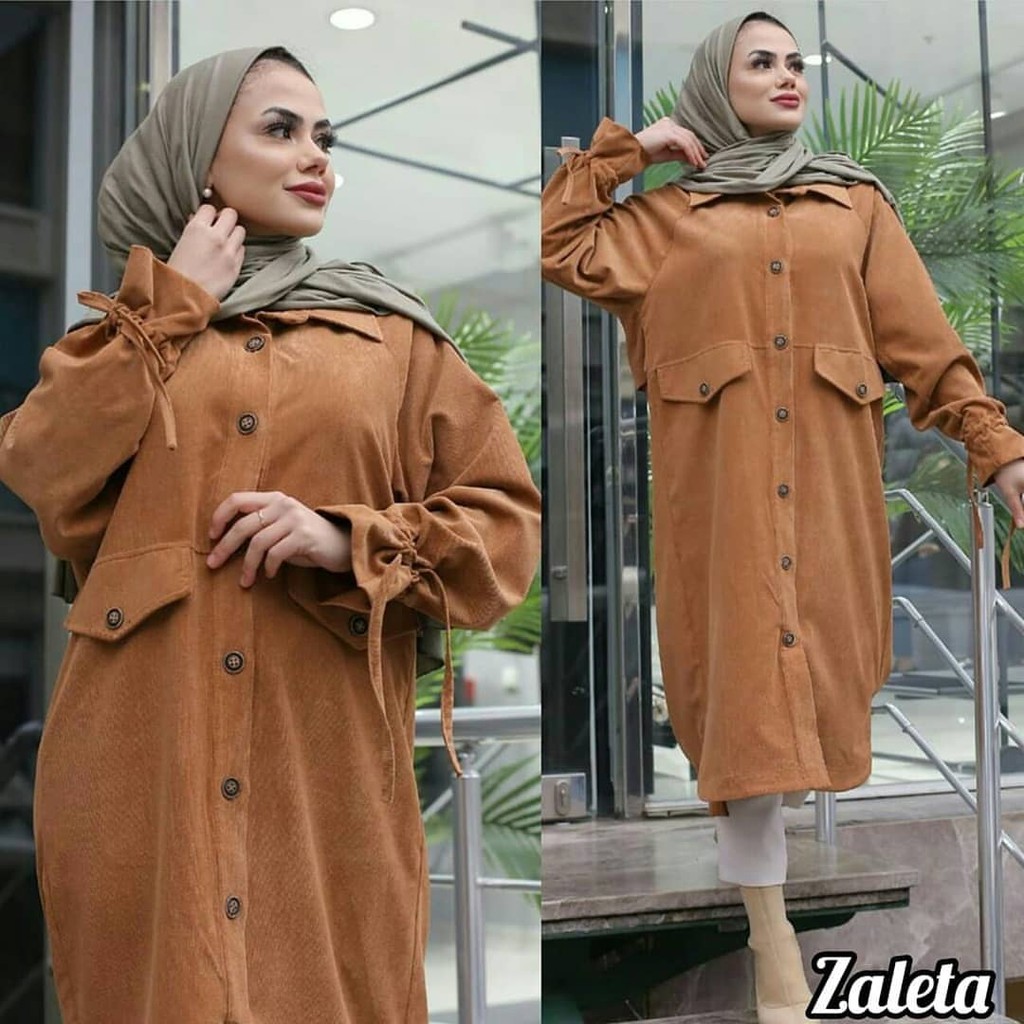 ZALETA TUNIK Moscrepe Baju Tunik Panjang Kancing Hidup Baju Atasan Wanita Busui Modern Terbaru