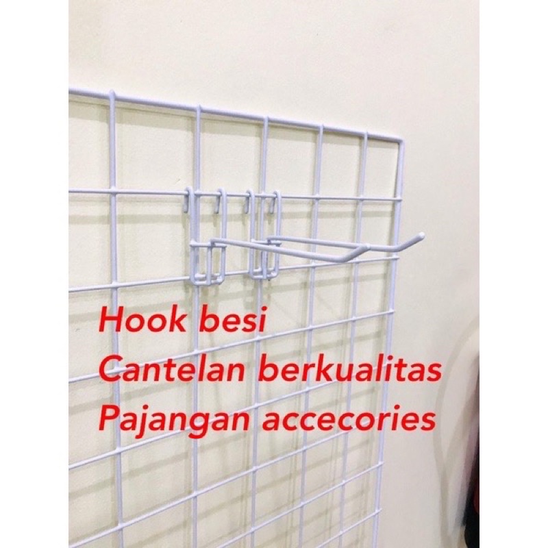 GROSIR PER 1 PCS  BESI CANTOLAN / CANTELAN 15CM 20CM WARNA PUTIH ASLI KUAT HOOK BESI ORIGINAL IMPORT